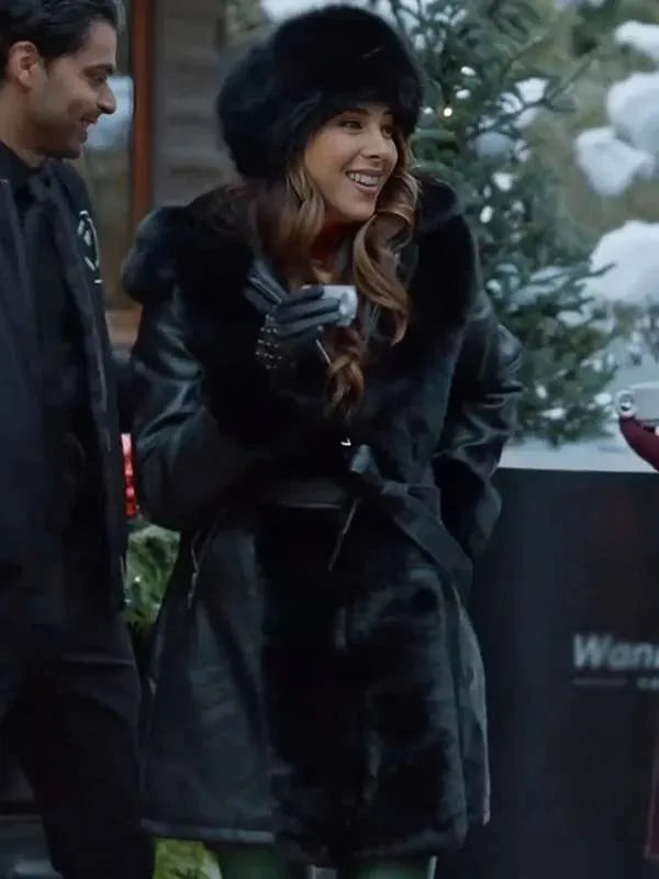 Daniella Monet Holiday Crashers 2024 Shearling Leather Coat