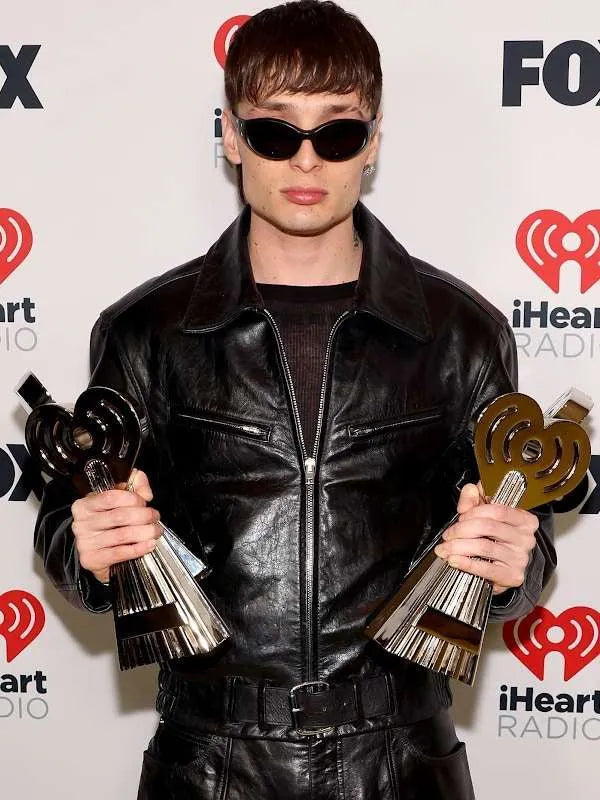 Peso Pluma IHeartRadio Music Awards Black Leather Jacket