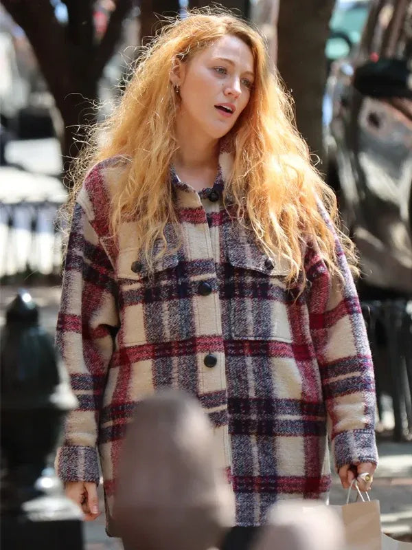 It Ends With Us 2024 Blake Lively Wool Plaid Jacket