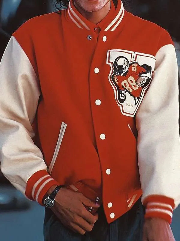 Jaafar Jackson Michael 2025 Red Varsity Jacket