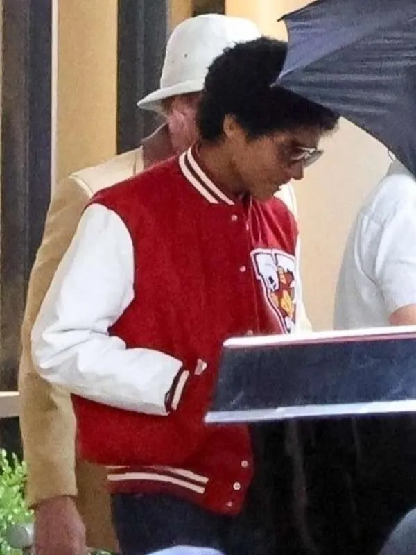 Jaafar Jackson Michael 2025 Red Varsity Jacket