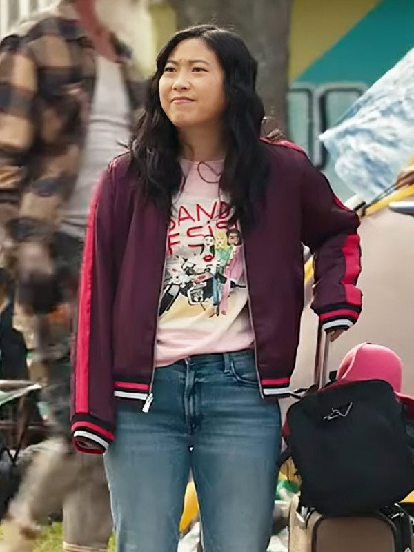 Jackpot 2024 Awkwafina Maroon Jacket