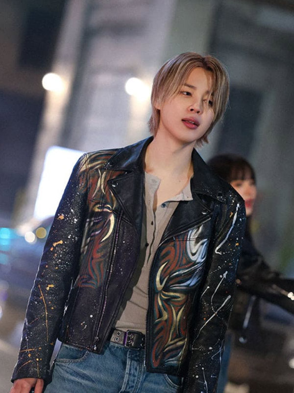 Jimin Who Song 2024 Black Leather Jacket