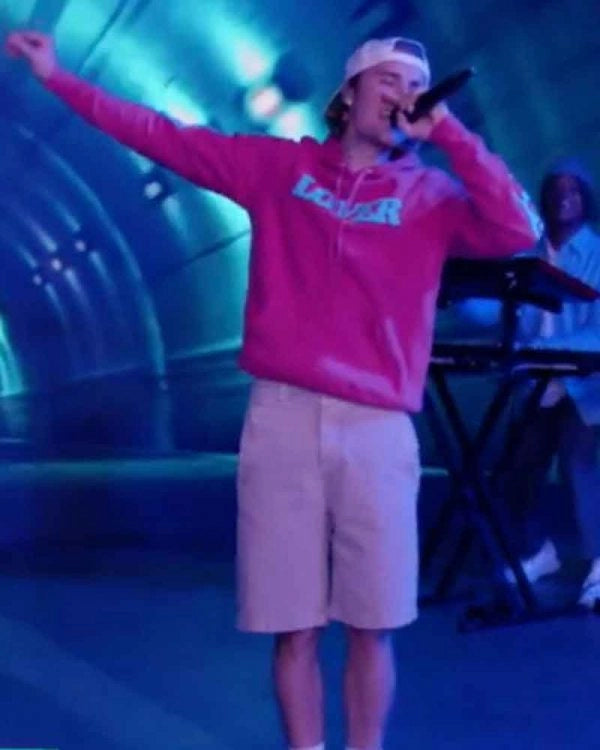 Justin Bieber Live Performance Hold On Pink Hoodie