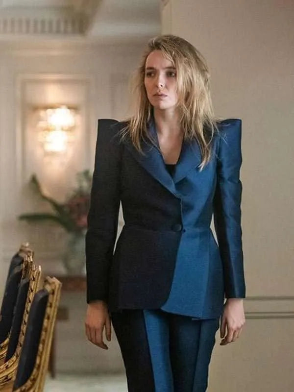 Jodie Comer Killing Eve Blue Suit