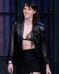 Love Lies Bleeding 2024 Kristen Stewart Black Leather Blazer