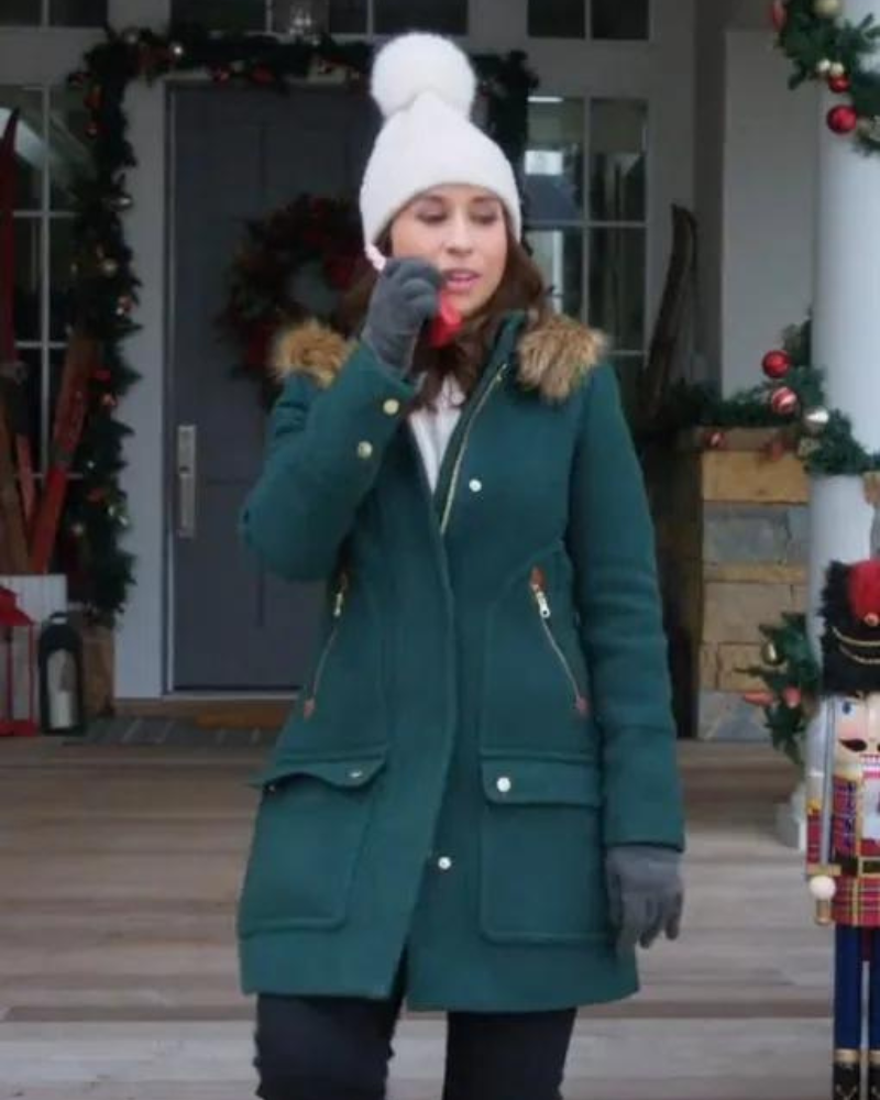 Lacey Chabert Haul Out The Holly Lit Up Green Wool Jacket