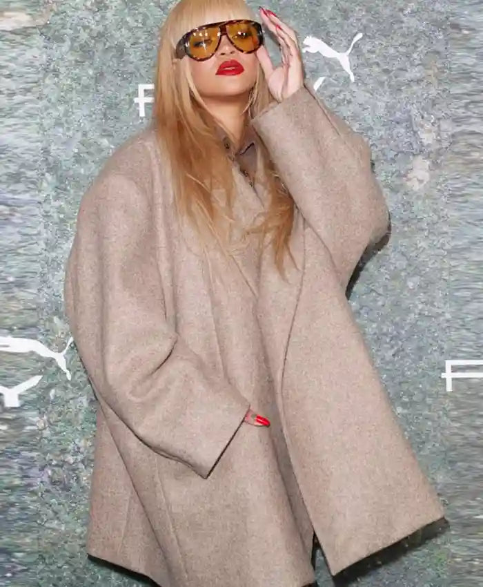 Rihanna Launch Party 2024 Grey Coat