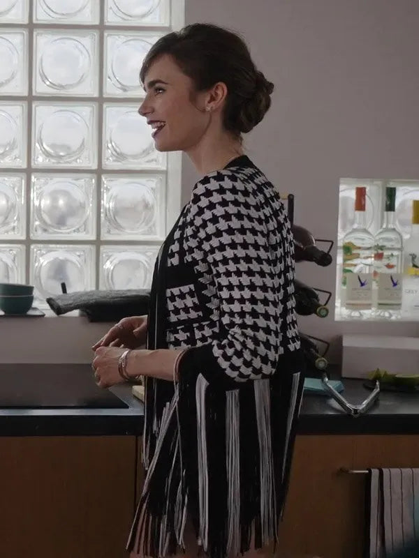 Emily In Paris Season 3 Lily Collins Houndstooth Jacket