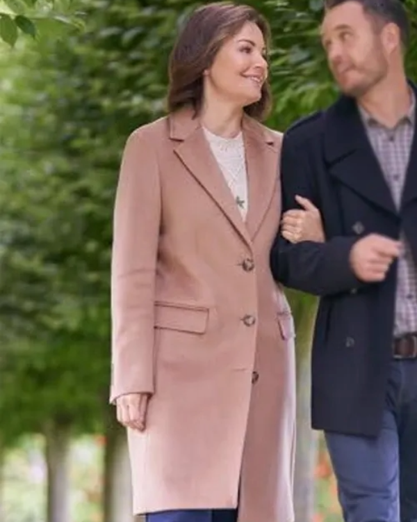 A Scottish Love Scheme 2024 Erica Durance Pink Trench Coat