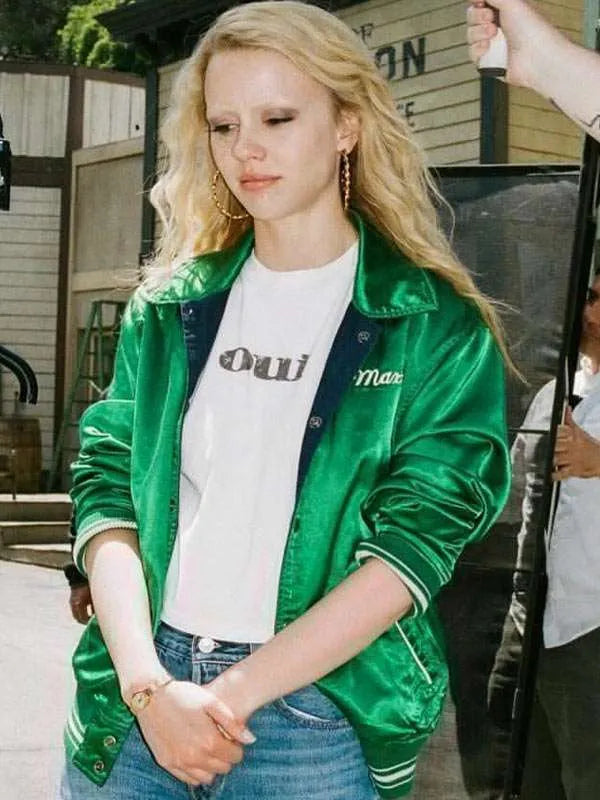 MaXXXine 2024 Mia Goth Green Varsity Jacket