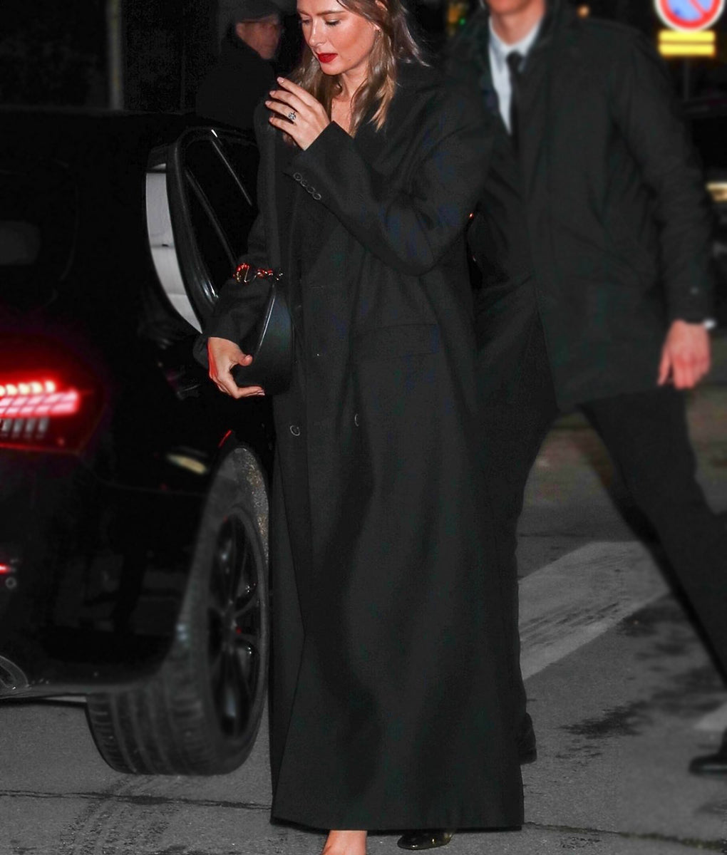 Maria Sharapova Black Long Coat