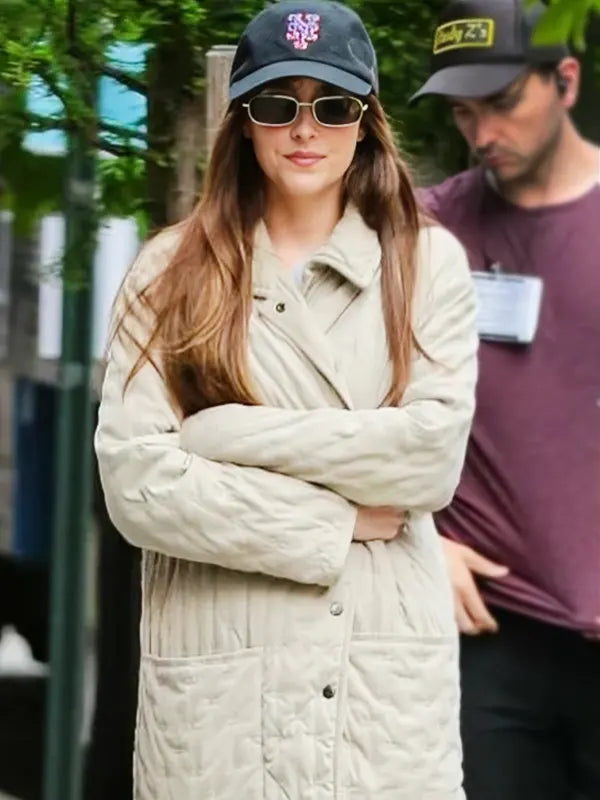 Materialists 2024 Dakota Johnson Quilted Jacket