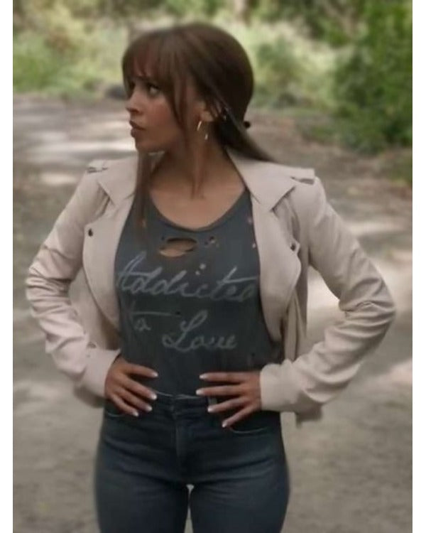 Wild Cards 2024 Vanessa Morgan White Leather Jacket