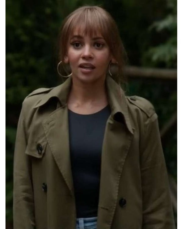 Wild Cards 2024 Vanessa Morgan Green Trench Coat