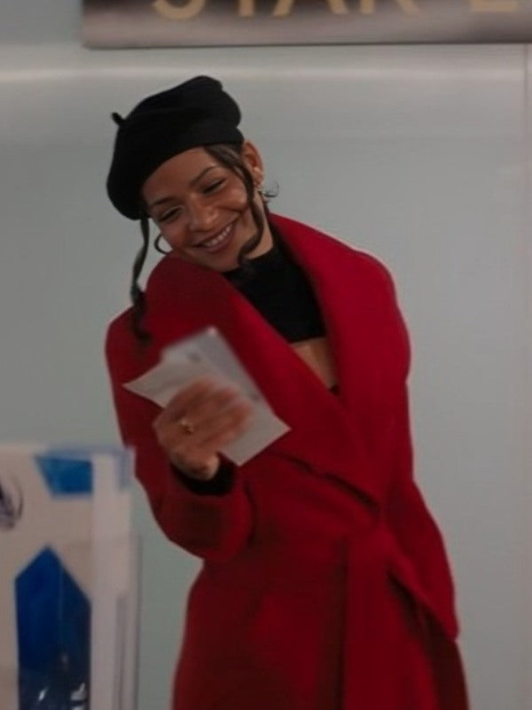 Meet Me Next Christmas Christina Milian Red Wool Coat