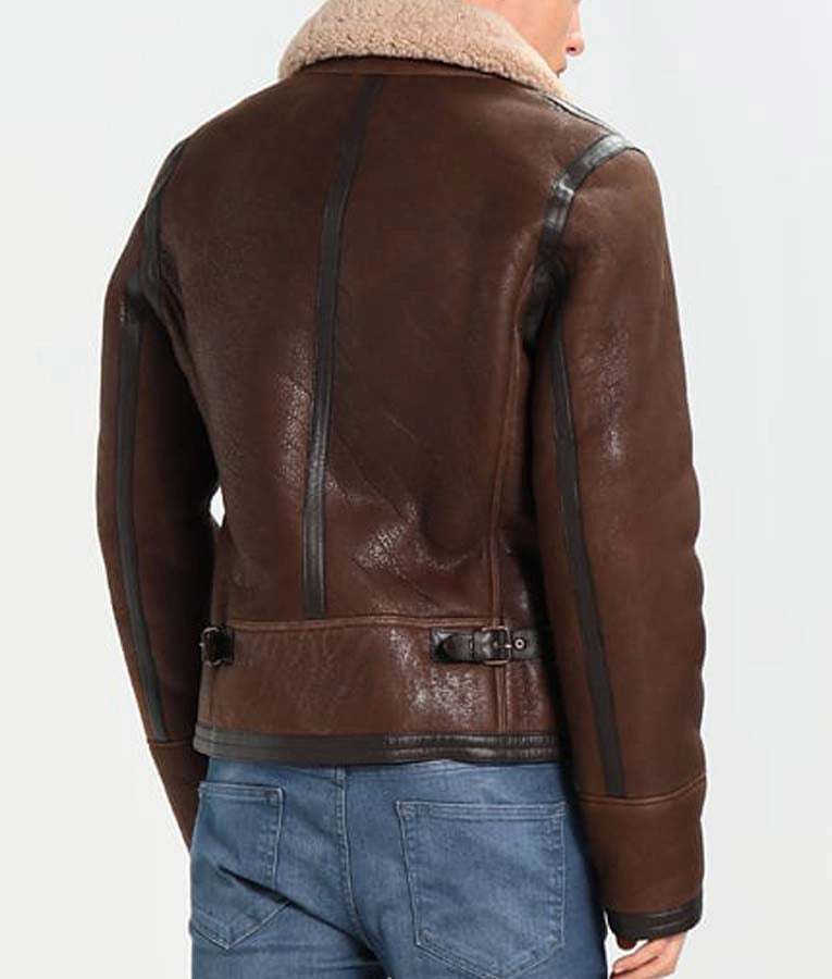 Mens Dark Brown Aviator Style Jacket