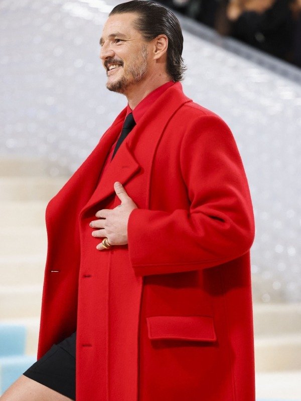 Met Gala 2023 Pedro Pascal Long Red Coat