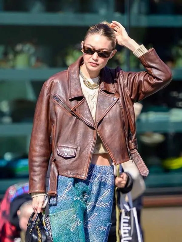 NYC 2024 Gigi Hadid Leather Jacket