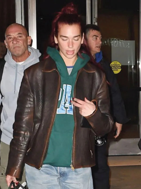 NYC Dua Lipa Brown Leather Jacket