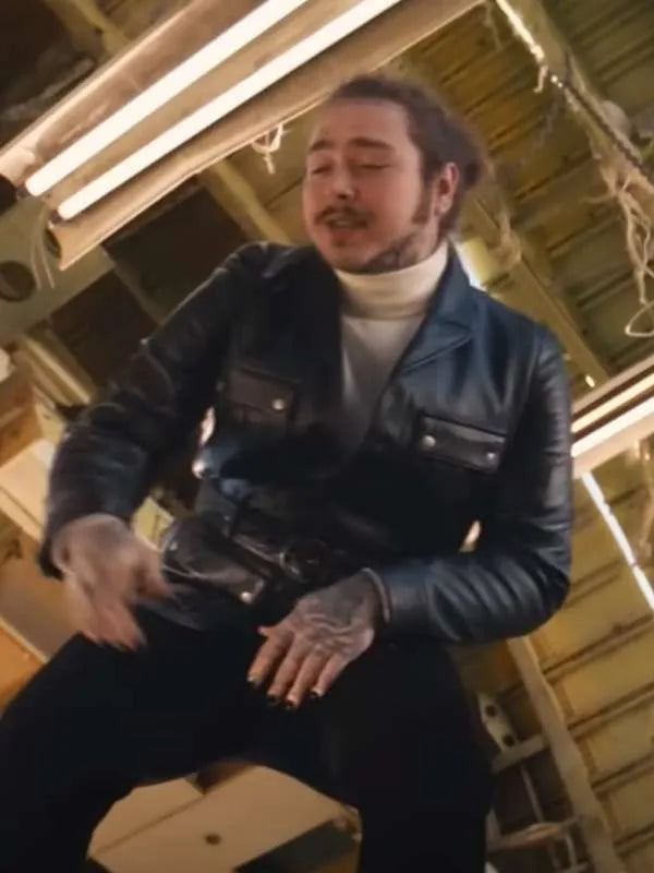 Post Malone Psy­cho Black Leather Jacket