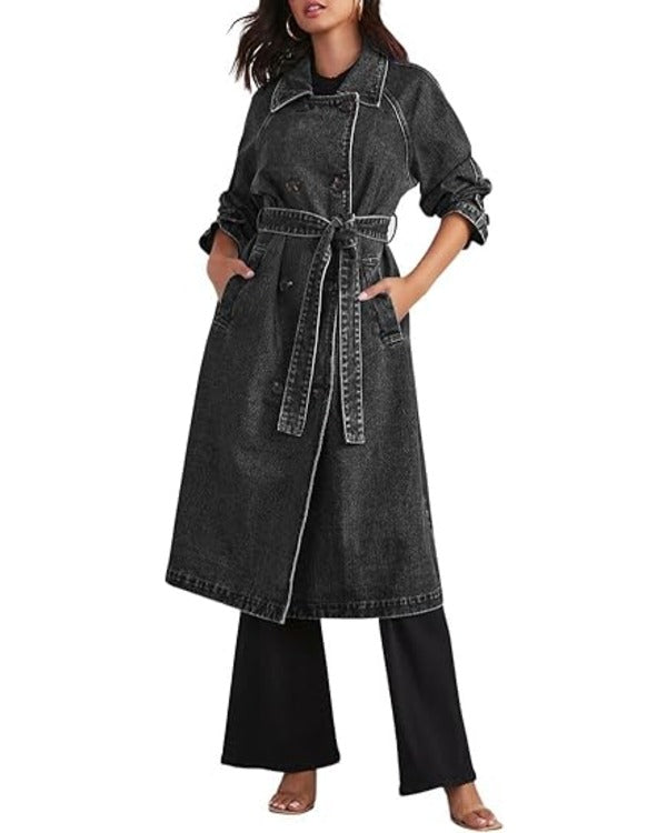 Queenie 2024 Dionne Brown Black Denim Trench Coat