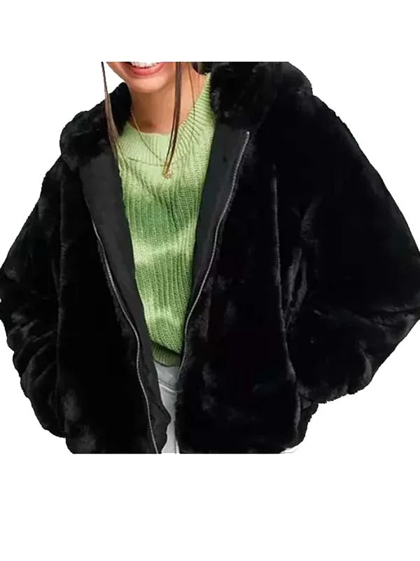 Supacell 2024 Rayxia Ojo Fur Hooded Black Jacket