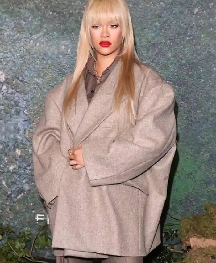 Rihanna Launch Party 2024 Grey Coat