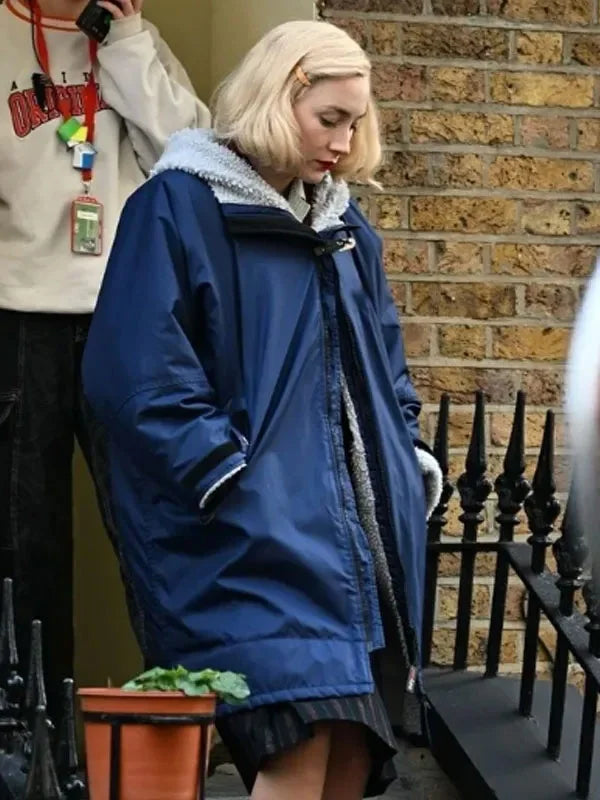 Blitz 2024 Saoirse Ronan Blue Hooded Jacket