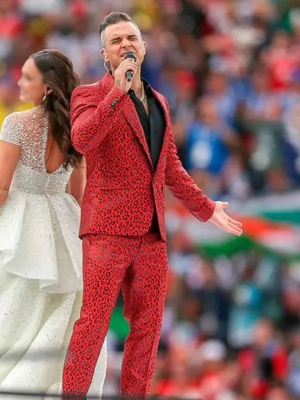 Robbie Williams Red Prom Suit