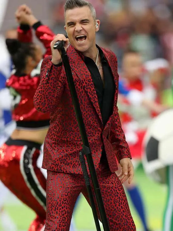 Robbie Williams Red Prom Suit