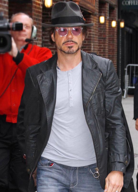 Robert Downey Jr Black Leather Blazer