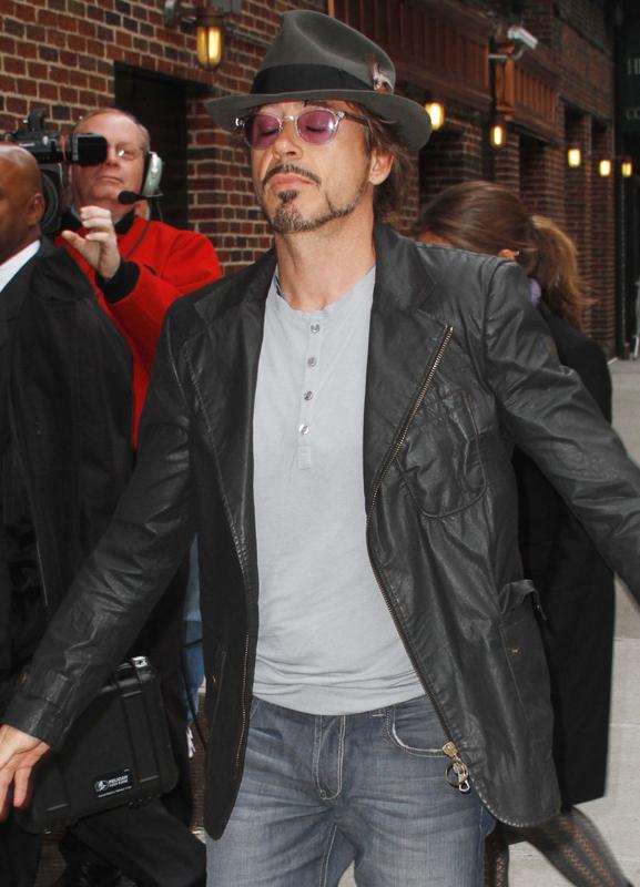 Robert Downey Jr Black Leather Blazer