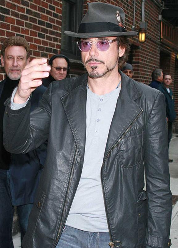 Robert Downey Jr Black Leather Blazer