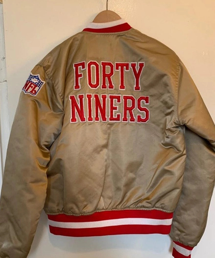 San Francisco 49ers Women's Faithful to The Bay Satin Jacket Gold / XL