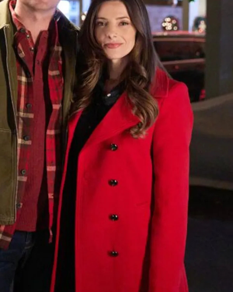 Ashley Greene Deck The Walls Red Wool Coat