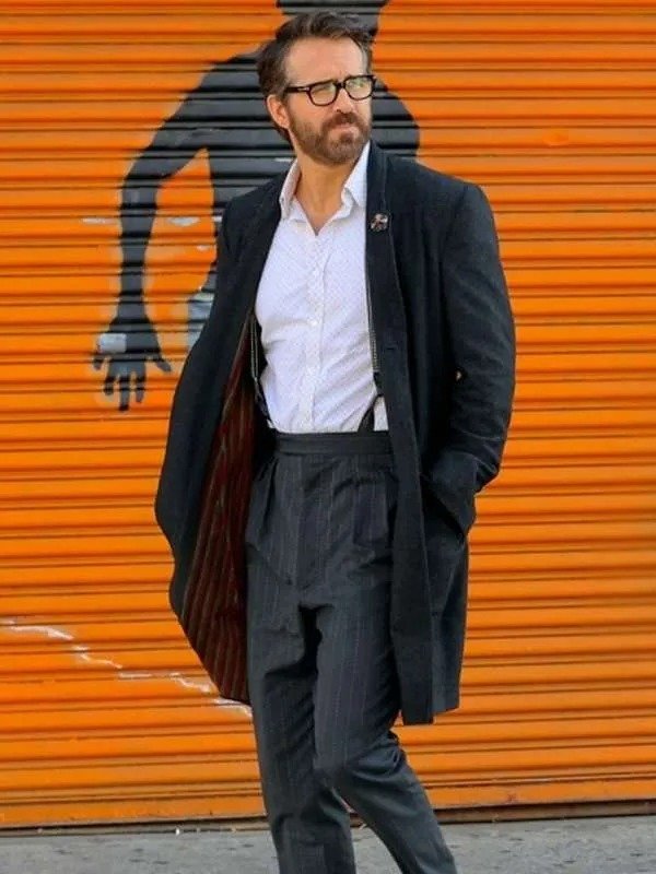 Ryan Reynolds IF 2024 Black Trench Coat