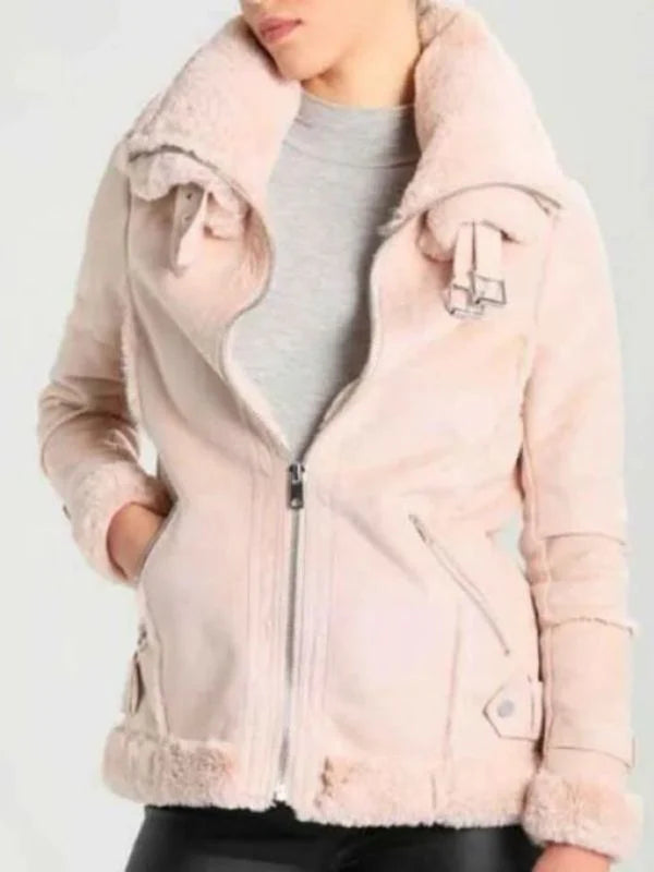 Woman Pink Shearling Jacket