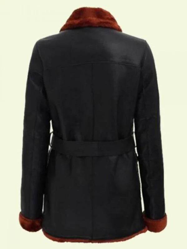 Women’s Black Leather Shearling Coat