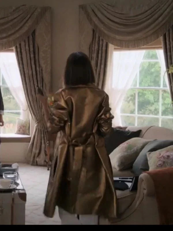 Claire Upgraded 2024 Golden Leather Coat