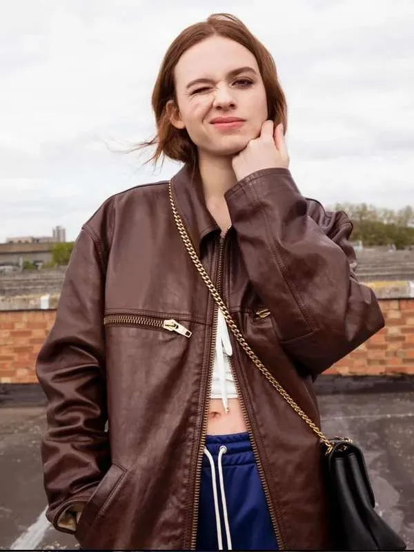 Sadie Soverall Brown Leather Jacket