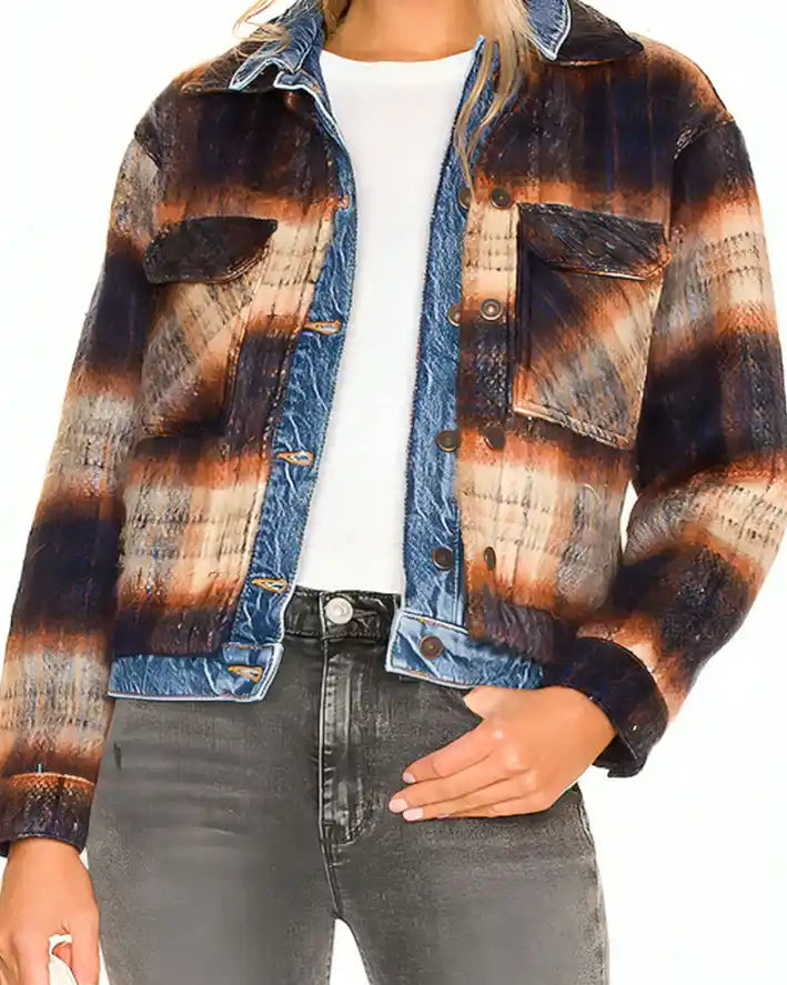 Chicago Fire S13 Miranda Rae Mayo Plaid Denim Jacket