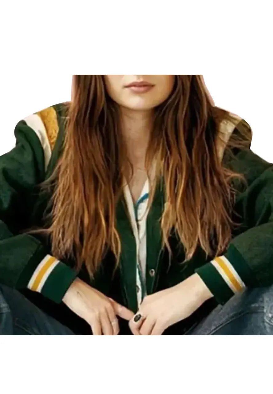 Fitting In Lindy 2024 Green Varsity Jacket