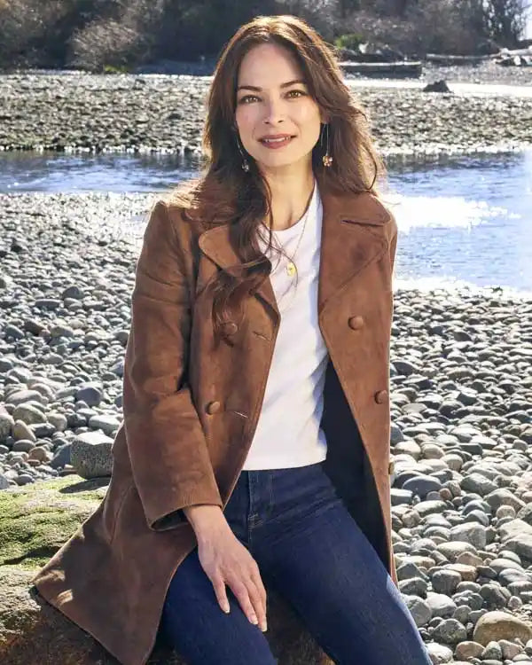 Murder In A Small Town 2024 Kristin Kreuk Brown Coat