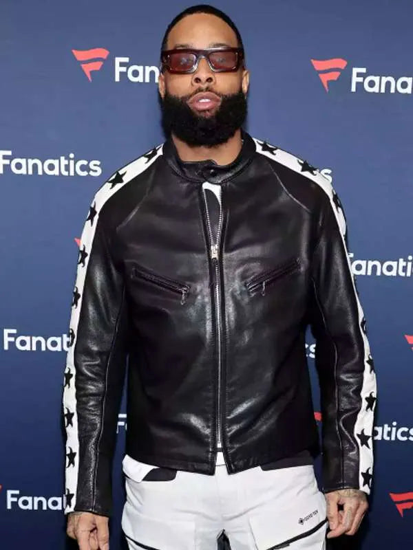 Odell Beckham Jr. Super Bowl Party Leather Jacket