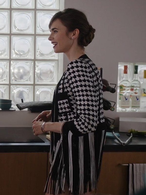 Lily Collins Emily In Paris Season 3 Houndstooth Jacket