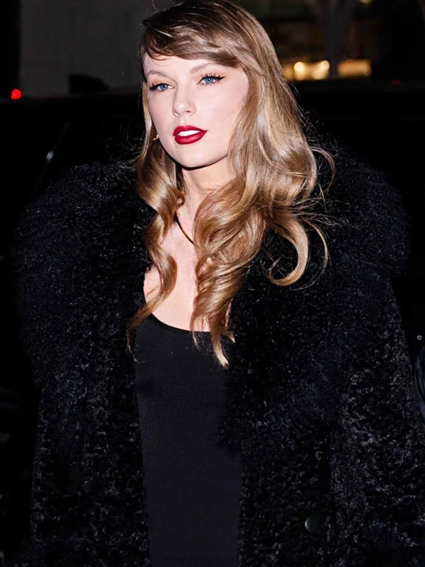 Charlotte Simone Taylor Swift Black Faux Fur Coat