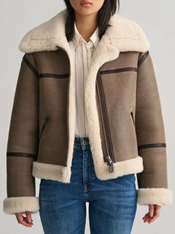 NYC 2023 Taylor Swift Brown Shearling Leather Jacket