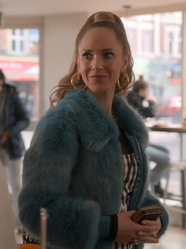 Ted Lasso Keeley Jones Blue Fur Jacket