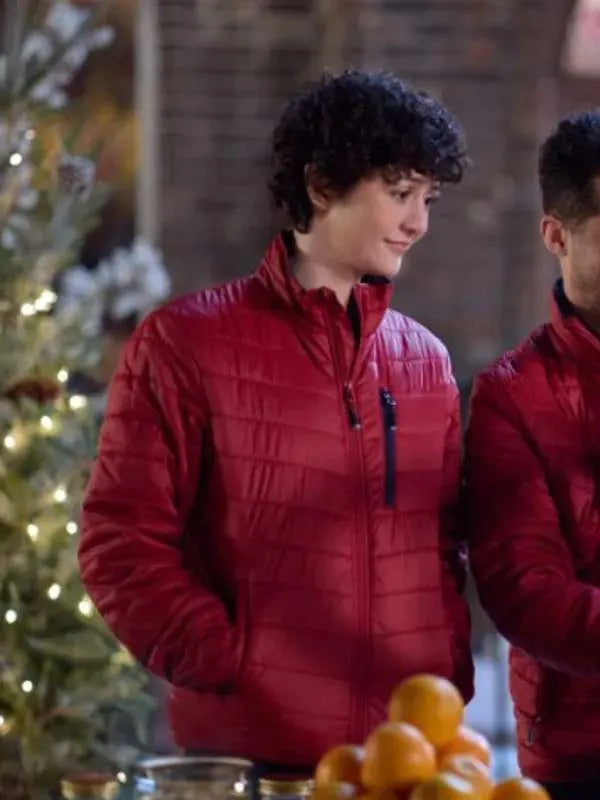 Katie Findlay The 5-Year Christmas Party 2024 Red Jacket